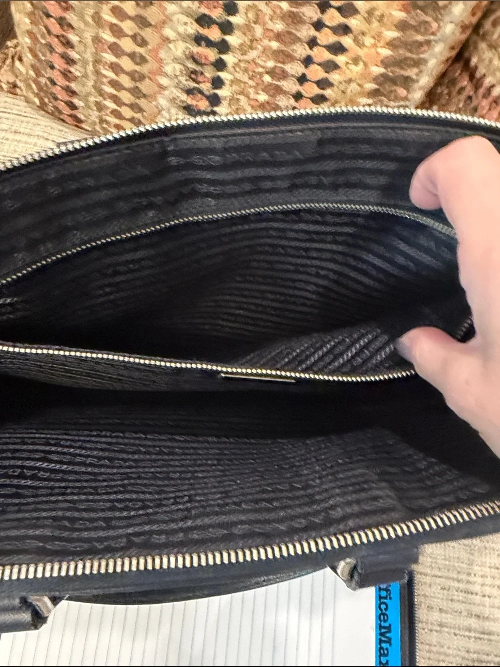 Prada Navy Saffiano Leather Work Briefcase